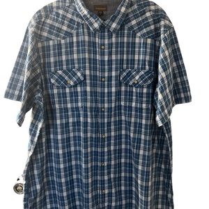 Northwest territory blue plaid 3XL long sleeve grey pearl snap button